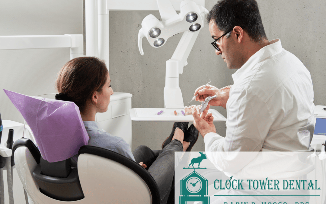 Dentist informs patient on common areas where plaque builds up within the gums of the teeth